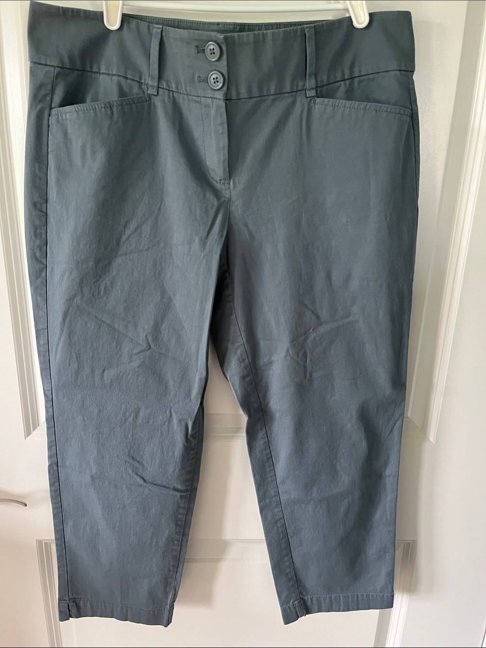 LOFT Slate Blue Cropped Straight-Leg Capris